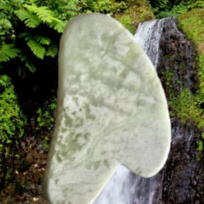Ethically Crafted Speckled Jade Gua Sha ~ Facial Sculpting, Massage, Qi, Lymphatic Drainage
